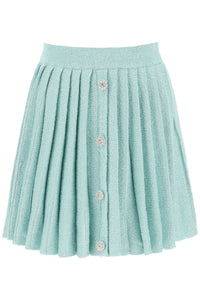 Self portrait mini skirt in sequin knit with diamanté buttons RS24 159SK BL BLUE