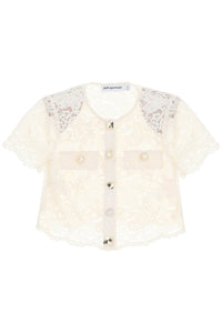 Self portrait lace cropped top with diamant√© buttons RS24 174T C CREAM