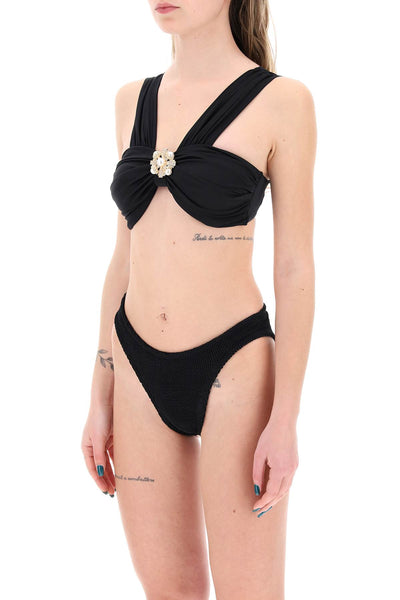 "top bikini with brooch RS24 405 B BLACK