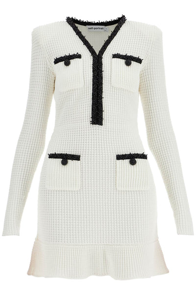 mini knitted dress in seven RS25 087S W WHITE