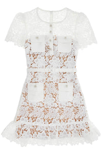 SELF PORTRAIT lace mini dress with belt RS25 983S W WHIT | Italystation.com - Shop Now at italystation.com