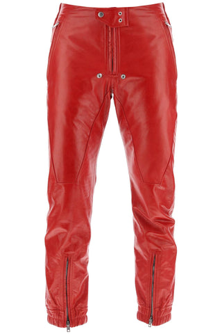 Rick owens luxor leather pants for men RU01D3395 LSU CARDINAL RED
