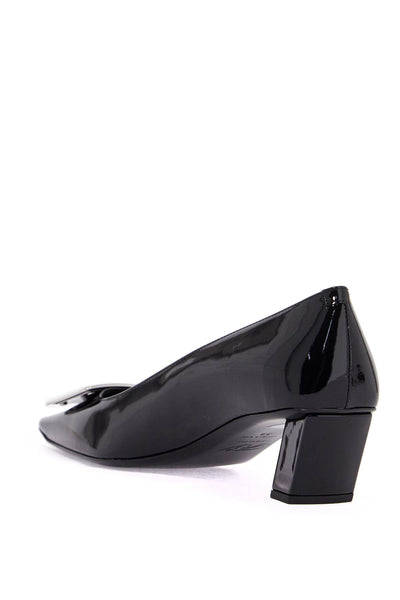 black calfskin pumps with buckle and wide heel RVW00600920D1P NERO