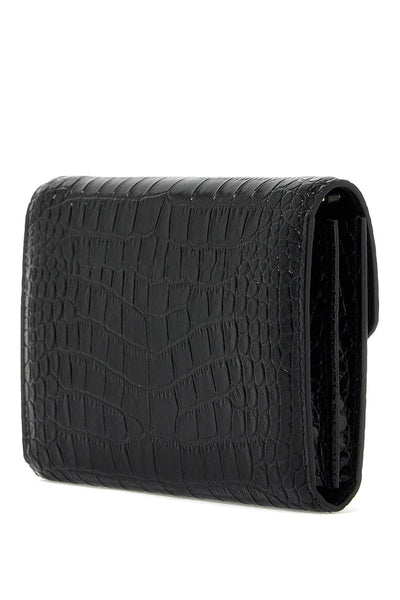 "embossed crocodile leather mini clutch S0457 LCL395X BLACK