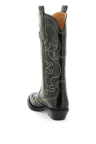 embroidered western boots S2169 BLACK