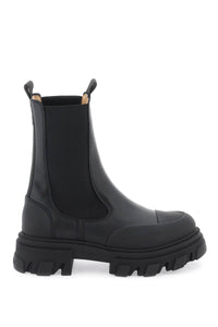 cleated mid chelsea ankle boots S2576 BLACK