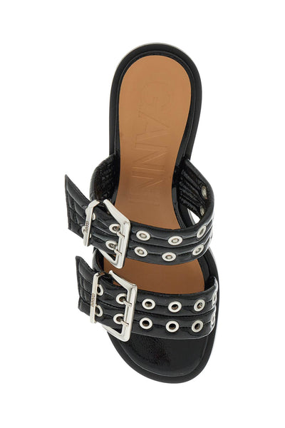 "women's patent buckle m S2661 BLACK