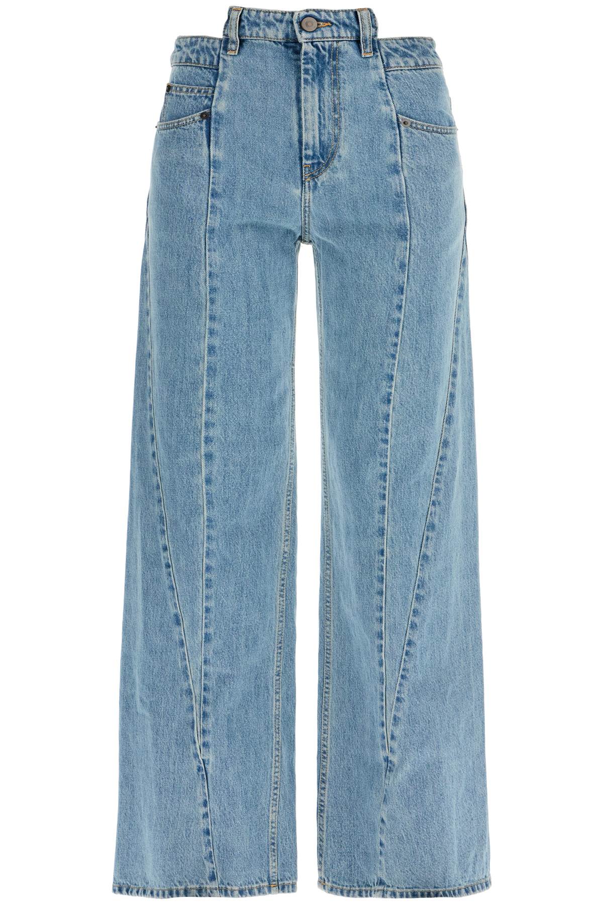 loose cut-out waist jeans with S51LA0128 S30617 MEDIUM BLU STONE WASH