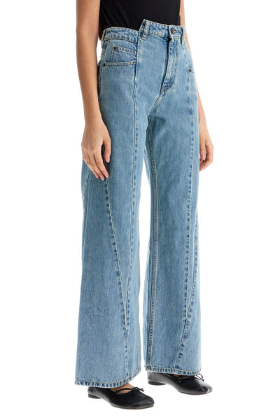 loose cut-out waist jeans with S51LA0128 S30617 MEDIUM BLU STONE WASH