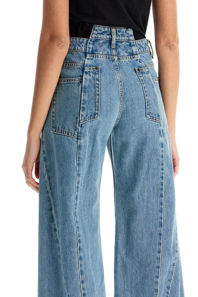 loose cut-out waist jeans with S51LA0128 S30617 MEDIUM BLU STONE WASH