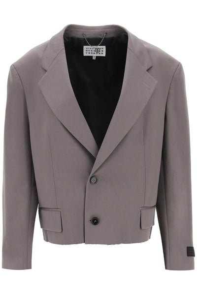 cropped blazer with cut-off hem S52BN0133 S54452 TAUPE