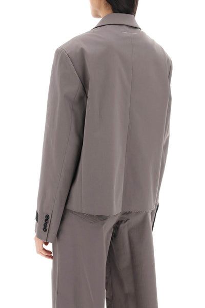 cropped blazer with cut-off hem S52BN0133 S54452 TAUPE