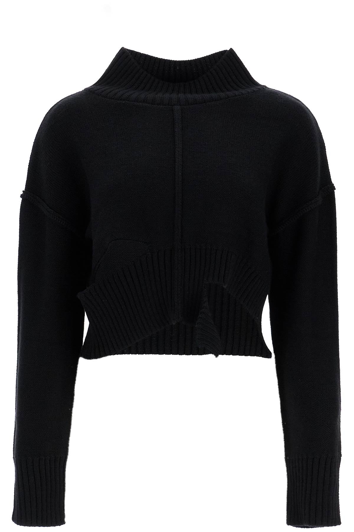 destroyed short pullover sweater S52HA0285 M13044 BLACK