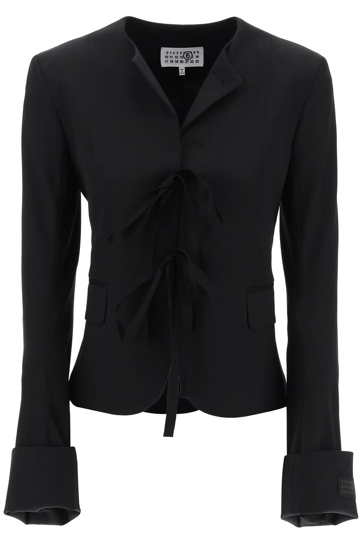 single-breasted blazer with round neck S62BN0096 S47848 BLACK