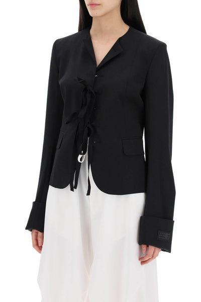 single-breasted blazer with round neck S62BN0096 S47848 BLACK