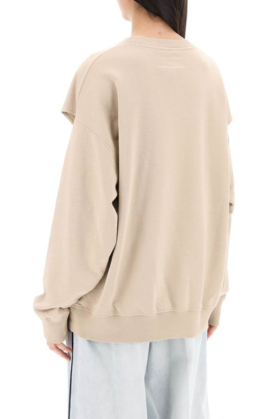 crewneck sweatshirt with side cut S62GU0127 S25623 SAND BEIGE