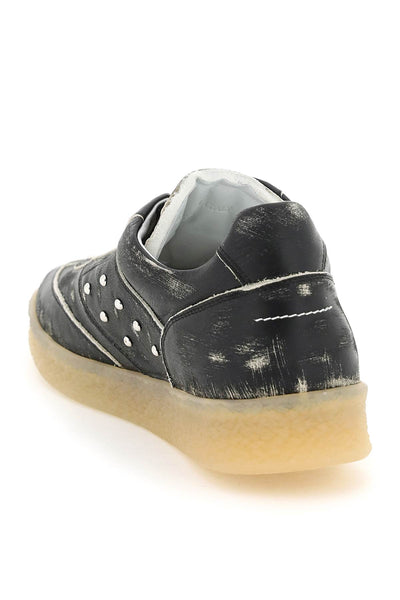 leather low-top sneakers S66WS0086 P2232 BLACK