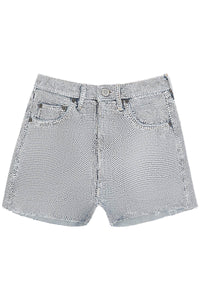 shorts in rhinestone-studded denim S67MU0041 S30855 CRYSTAL