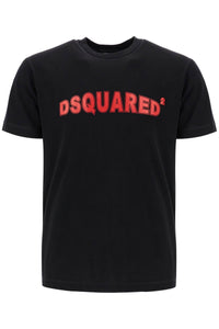 men's black cotton t-shirt with red logo S71GD1452 D20020 BLACK