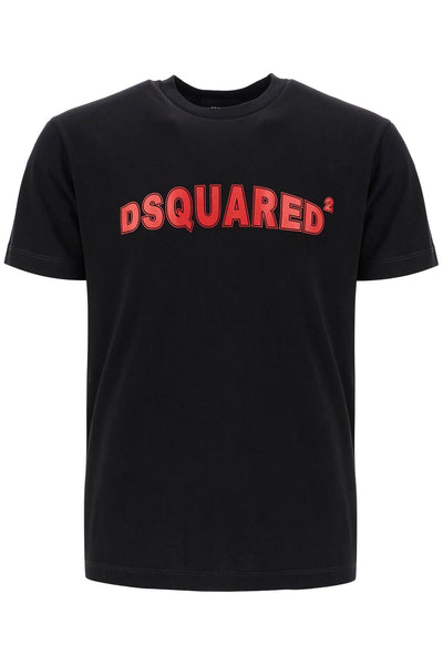 men's black cotton t-shirt with red logo S71GD1452 D20020 BLACK