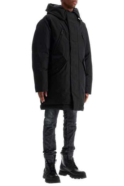 black techno down polyester parka with hood S74AA0296 D35081 BLACK