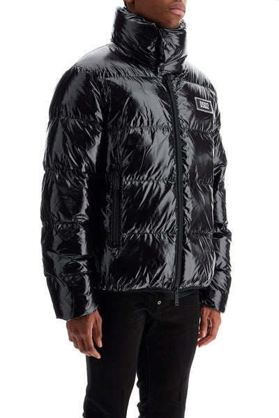 lightweight black padded nylon jacket with high collar S74AM1533 S54056 BLACK