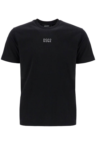 black cotton t-shirt with embroidered logo S74GD1355 D20020 BLACK