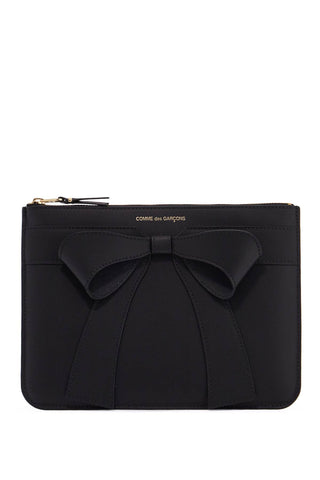 black leather wallet with bow unisex SA5100BB BLACK