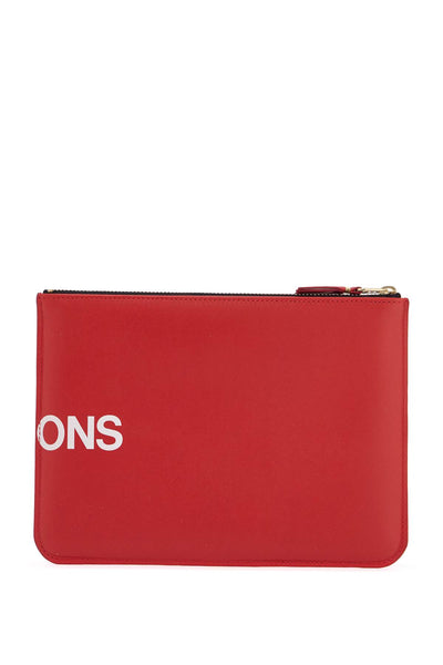 red calfskin wallet with large logo and zip closure SA5100HL RED