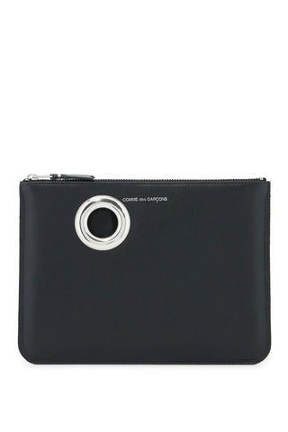 leather pouch with large eyelet detail SA5100SE BLACK