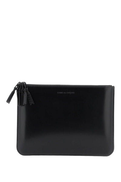 brushed leather multi-zip pouch with SA5100ZM BLACK