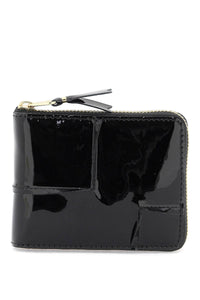 zip around patent leather wallet with zipper SA7100RH BLACK