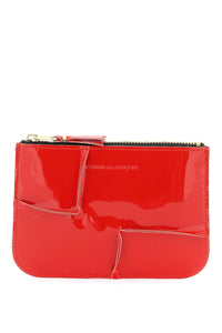 zip around patent leather wallet with zipper SA8100RH RED