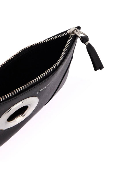 leather pouch with large eyelet detail SA8100SE BLACK