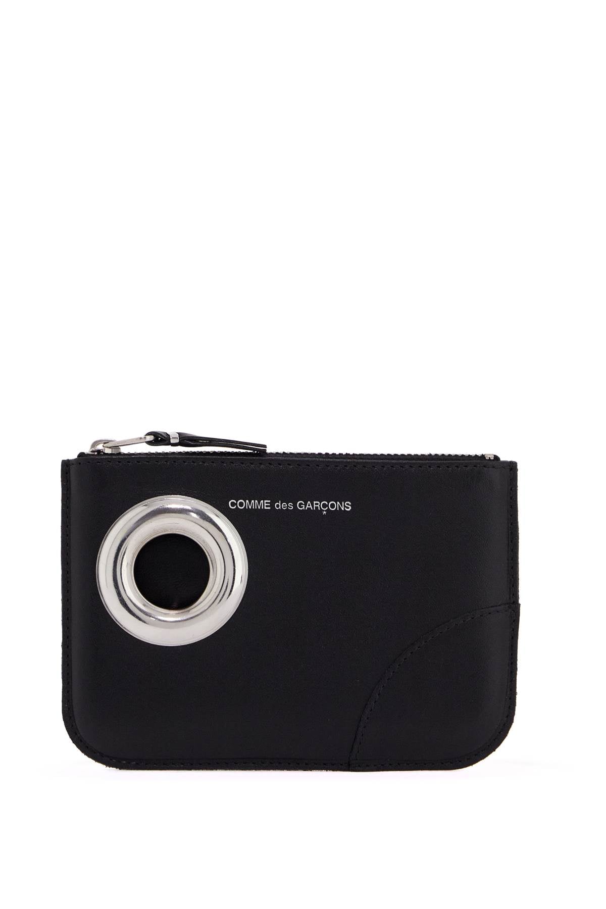 leather pouch with large eyelet detail SA8100SE BLACK