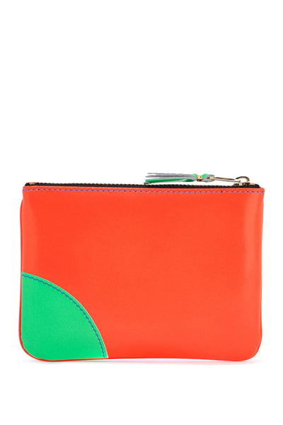 fluorescent orange goat leather wallet with colorful details SA8100SF ORANGE BLUE | Italystation.com