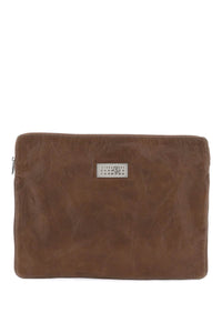 crinkled leather document holder pouch SB6WF0003 P6705 RUSTIC BROWN
