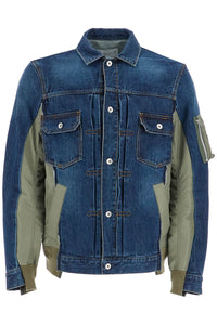 denim and nylon jacket for men SCM 204 BLUE