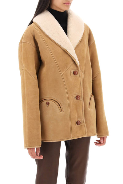 shearling tatoosh coat SCS01 TAT COGNAC