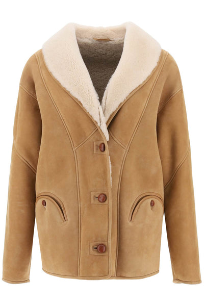 shearling tatoosh coat SCS01 TAT COGNAC