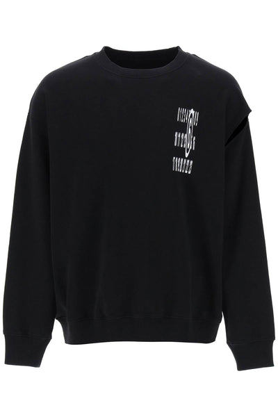 "sweatshirt with cut out and numeric SH2GU0001 S25623 BLACK