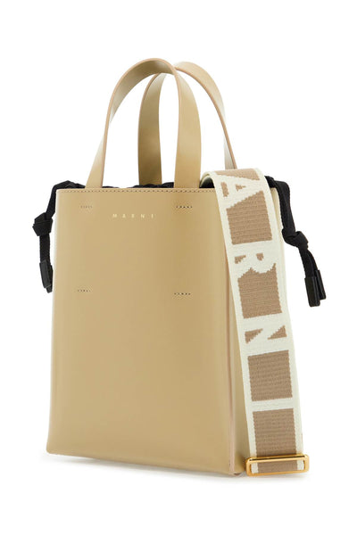 MARNI beige leather shopping bag with short handles and shoulder | Italystation.com - Shop Now at italystation.com