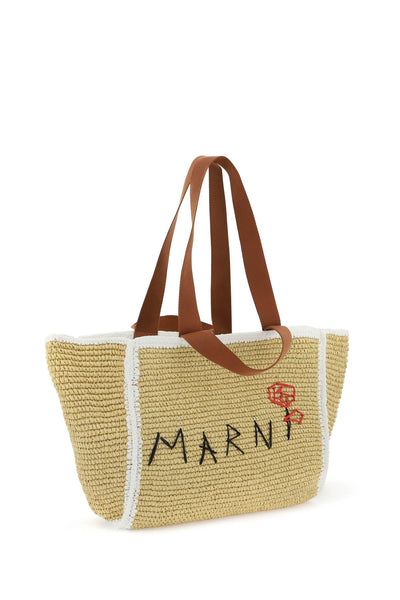 Marni medium sillo tote bag SHMP0122L0P6769 NATURAL WHITE RUST