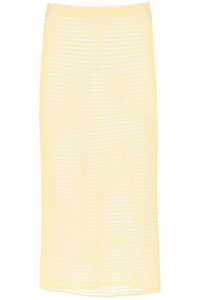 "knitted midi skirt with perfor SJ0305 YELLOW