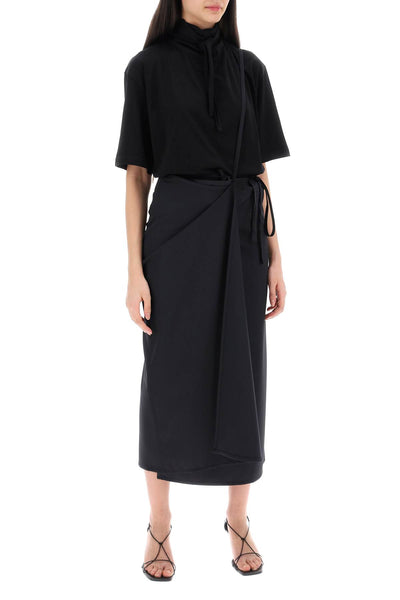 wool wrap skirt with pockets SK1028 LF1210 JET BLACK