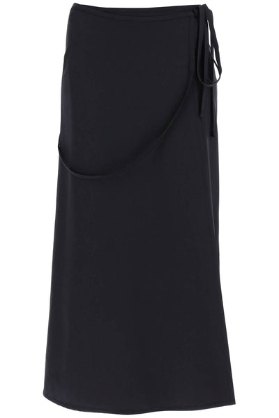 wool wrap skirt with pockets SK1028 LF1210 JET BLACK