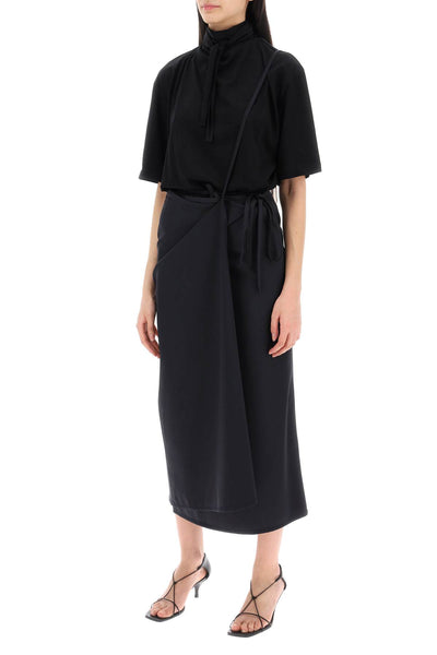 wool wrap skirt with pockets SK1028 LF1210 JET BLACK