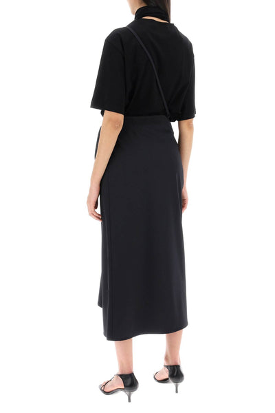 wool wrap skirt with pockets SK1028 LF1210 JET BLACK