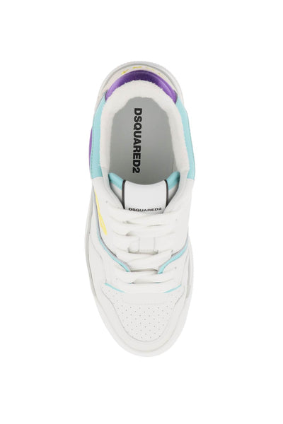 Dsquared2 光滑皮革新澤西運動鞋 9 SNW0263 01502673 白色 黃色 紫色