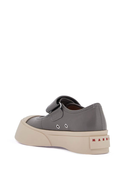 MARNI gray calfskin low-top sneakers with hook-and-loop closure | Italystation.com - Shop Now at italystation.com